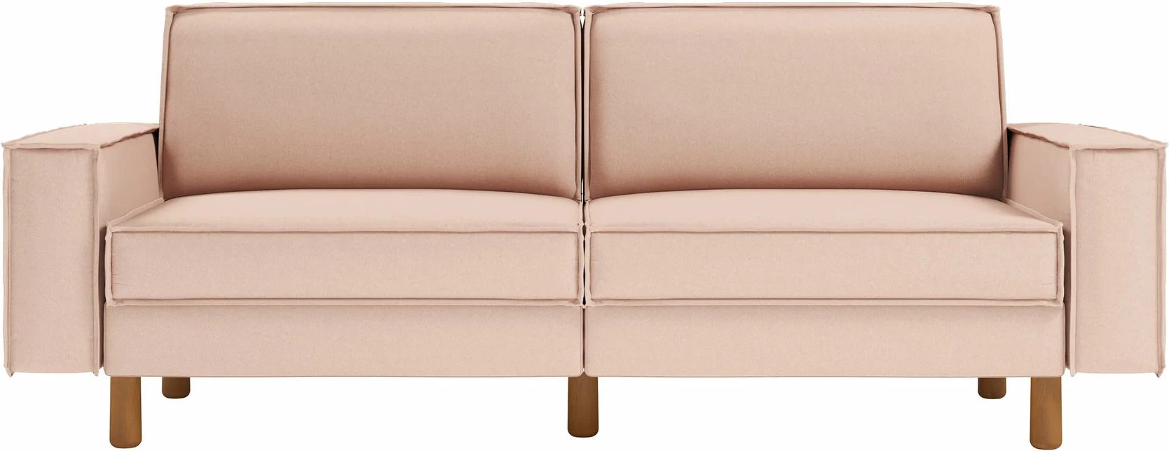Divan treshe, ngjyrë salmon, këmbë druri arre, Atelier del Sofa Sparrow 3