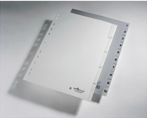 Ndarës dokumentesh Durable A4, tabe 1-10, PP, gri