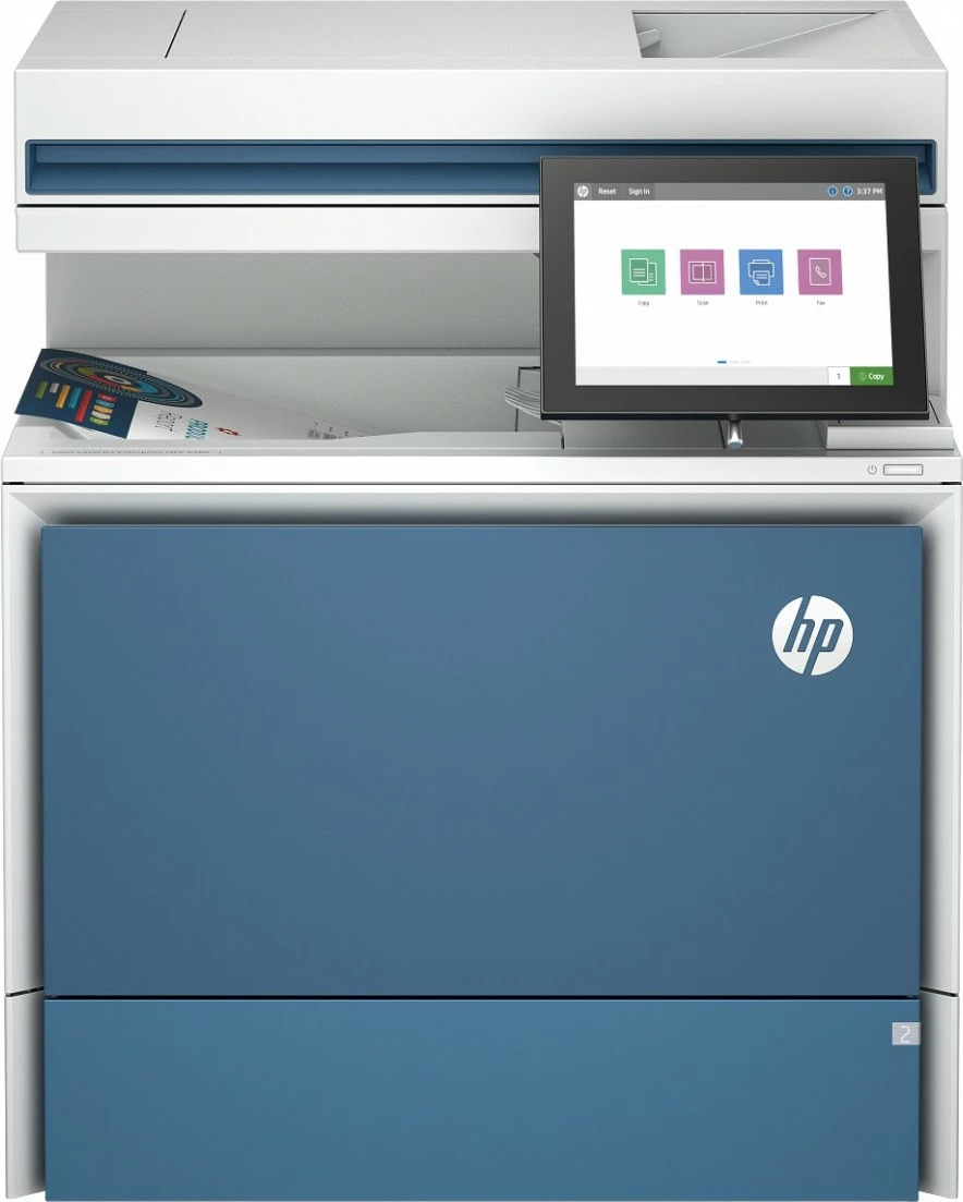 Printer multifunksional laser me ngjyra HP Color LaserJet Enterprise X58045dn (7E357A), A4, duplex automatik, 43 ppm, Ethernet, USB, 6 GB RAM, blu/bardhë