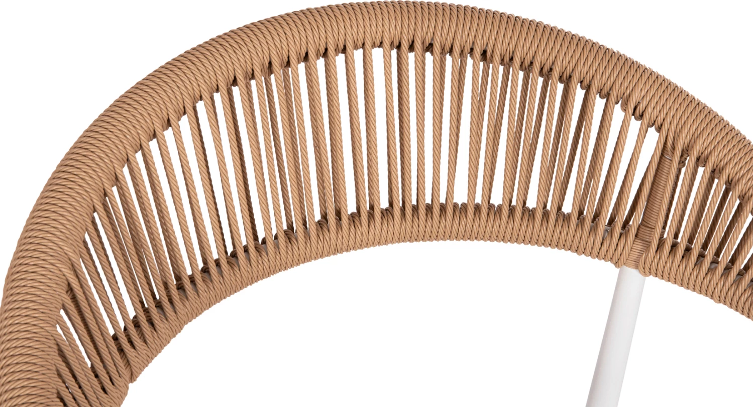 Karrige për ngrënie në natyrë BERG, alumini & tekstilene, ngjyrë e bardhë, ratan i përdredhur, 55x56x79cm