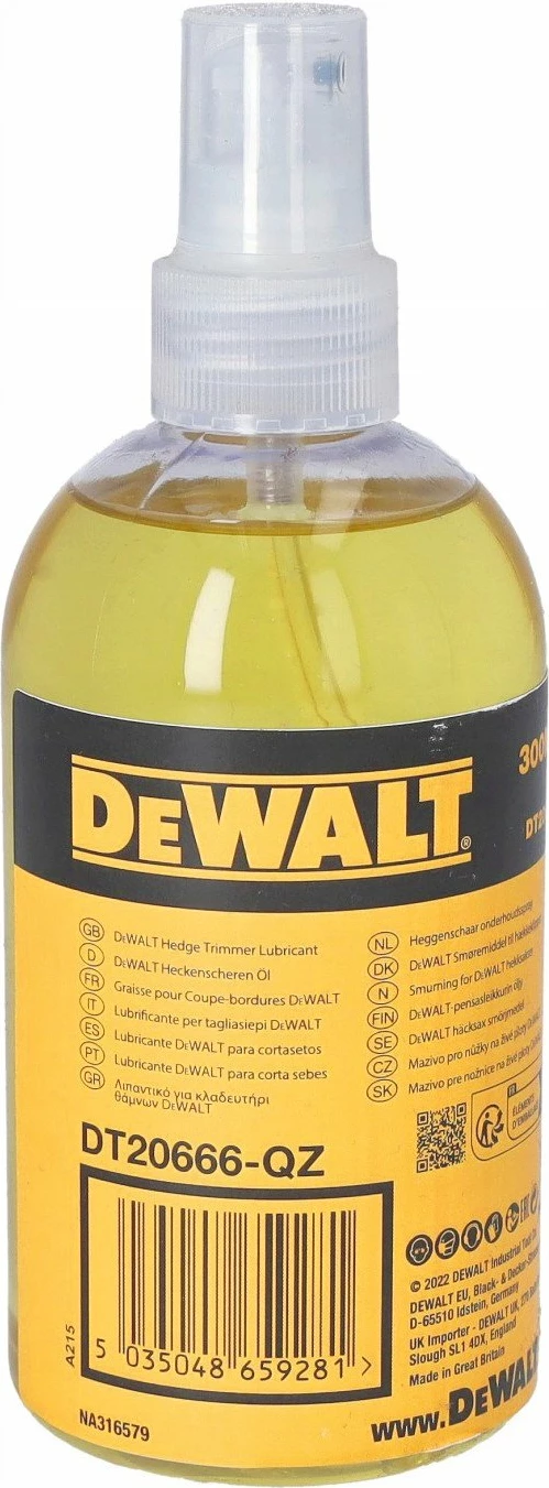 Vaj lubrifikues sprej për gërshërë shkurresh DeWalt DT20666-QZ 300 ml