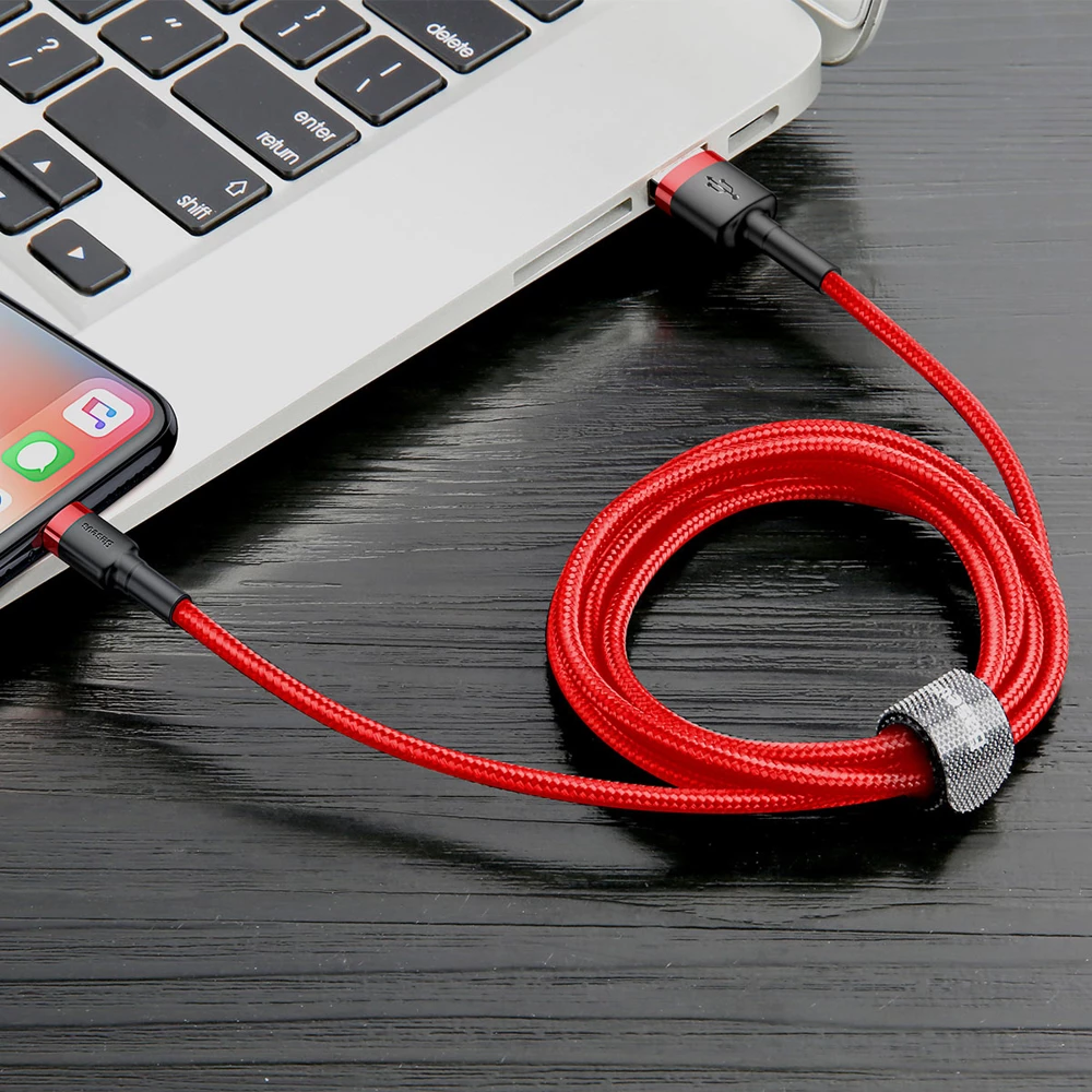 Kabllo Baseus Cafule CALKLF-C09 USB-A në Lightning, 2m, e kuqe