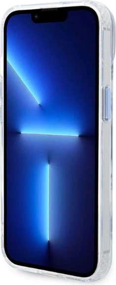 Mbështjellës Guess Metal Outline MagSafe për iPhone 14 Plus/15 Plus, Kaltër/Transparent