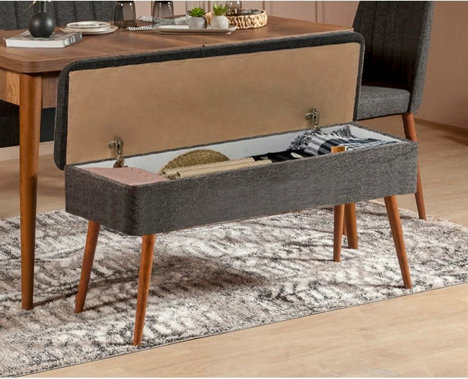 Set tavoline e zgjatshme me karrige (4 copë), Hanah Home, Vina 1053 - 3, antracit, arre