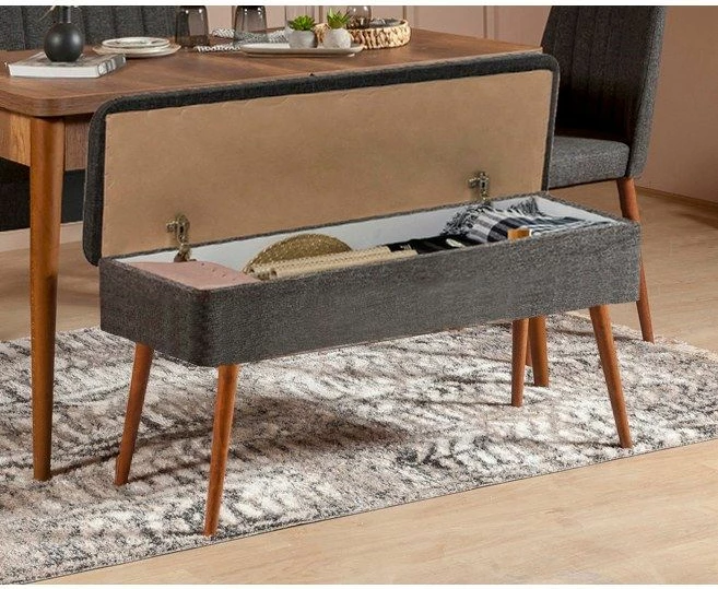 Set tavoline e zgjatshme me karrige (4 copë), Hanah Home, Vina 1053 - 3, antracit, arre