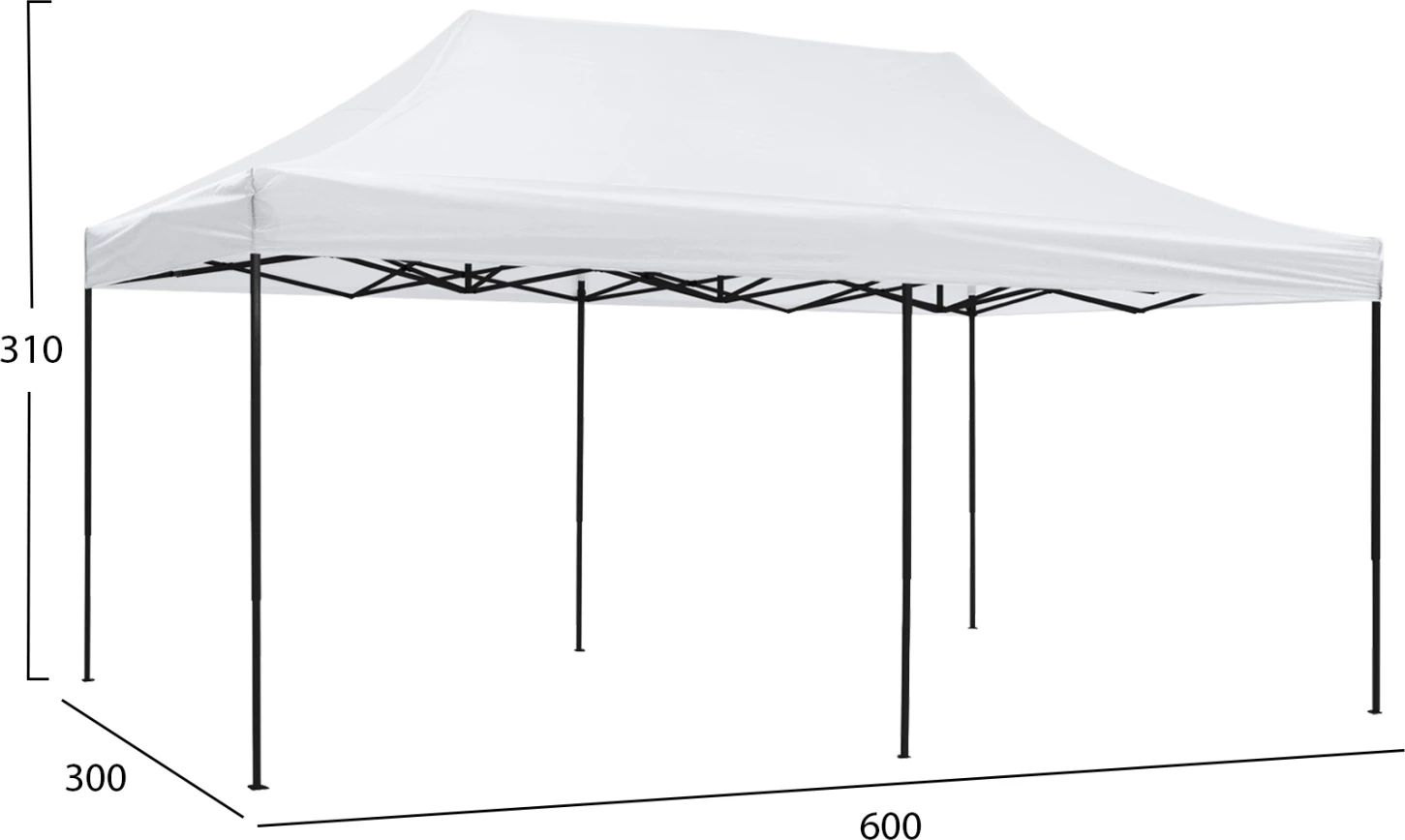 Gazebo MATTHEW FH6312 i palosshëm, metal, kornizë e zezë, hije e bardhë, 3x6x3,10Hm