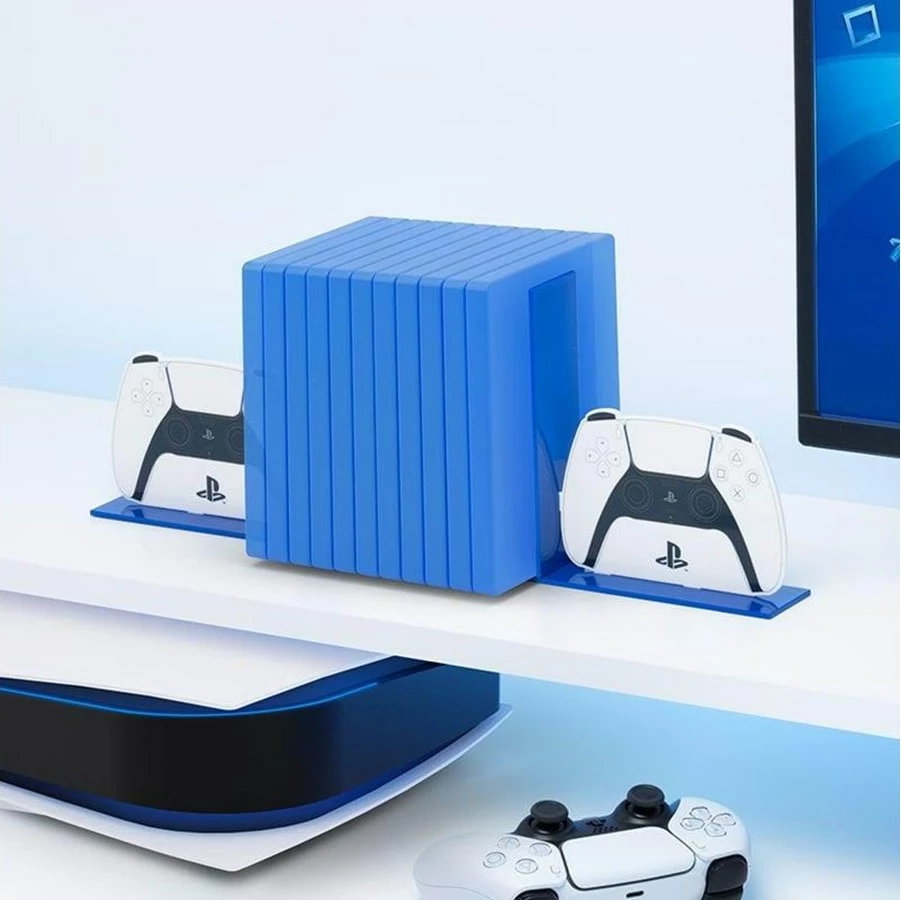 Mbajtëse librash Paladone PlayStation, PVC, 16.3 x 21.3 x 9.5 cm, set 2 copë, blu/bardhë