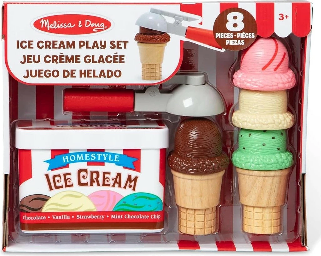 Set lodër për akullore Melissa & Doug Ice Cream Parlor MPN 6074871, 8 copë, shumëngjyrëshe