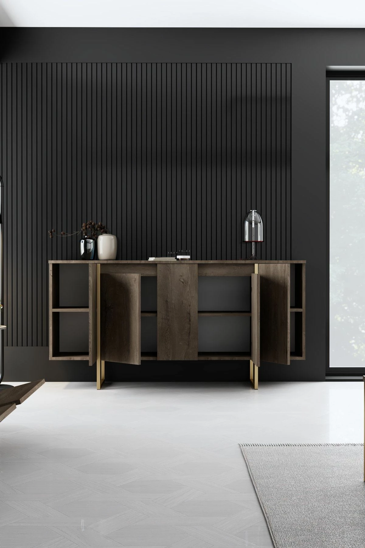Konsolë Hanah Home, Luxe, ngjyrë arre, e artë