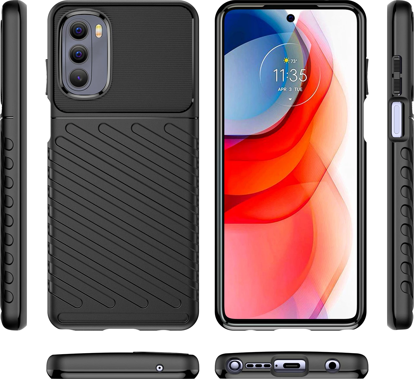 Mbështjellës Hurtel Thunder Case për Motorola Moto G Stylus 5G 2022, i zi