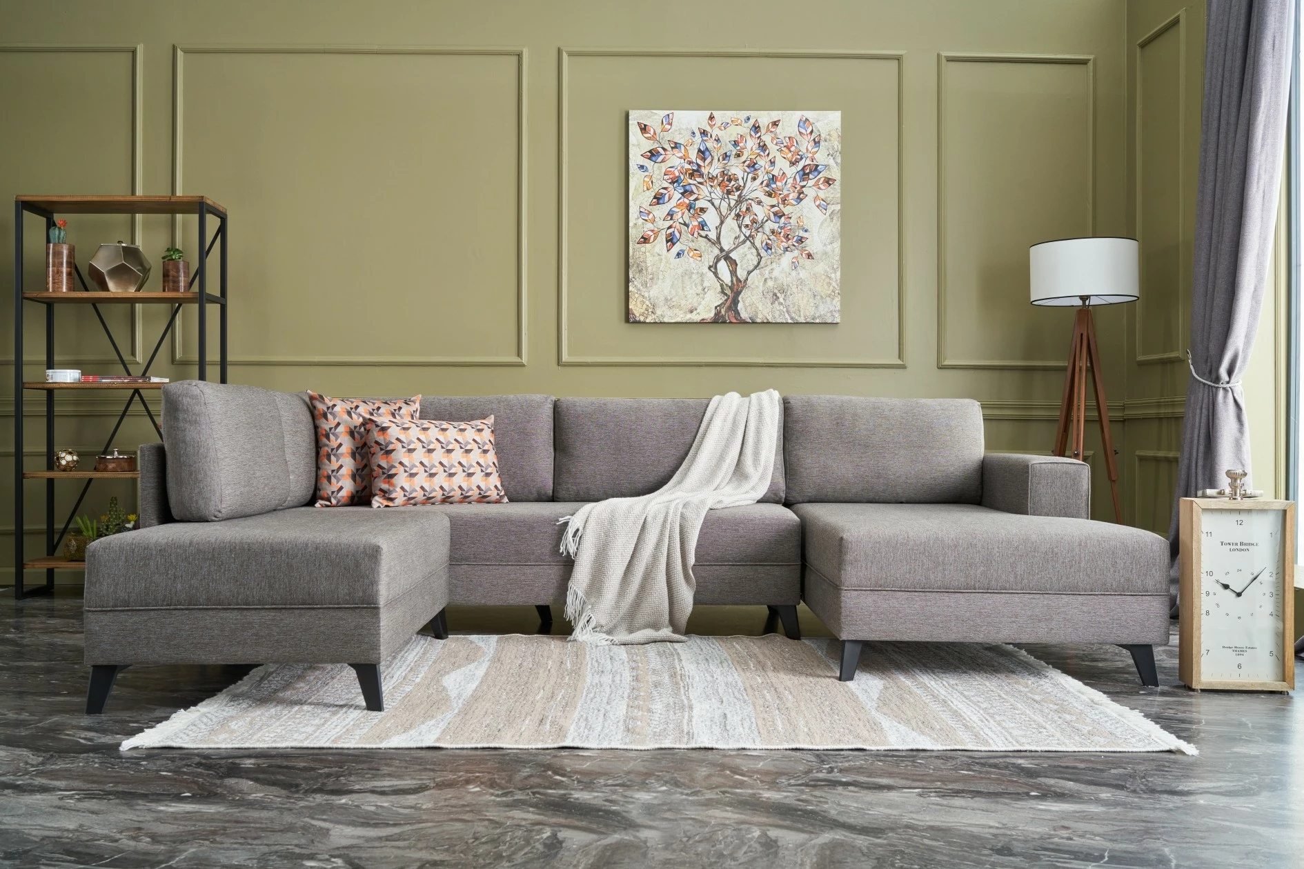 Kënd-sofë krevati Atelier del Sofa, Efsun, ngjyrë kafe