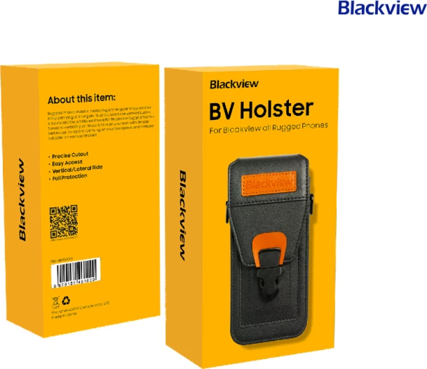 Mbështjellës telefoni BLACKVIEW C01 holster/pouch mbrojtës rezistent ndaj goditjeve, i papërshkueshëm nga uji, deri 185 x 90 x 30 mm, me kordë dhe kapëse, zi/portokalli