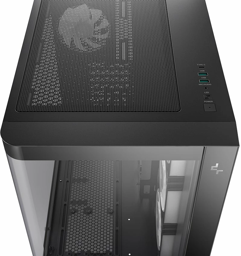 Kasë Deepcool CG530U 4F, Midi Tower, xham i kalitur panoramik, 4 ventilatorë ARGB, ATX/mATX/ITX, USB-C, e zezë