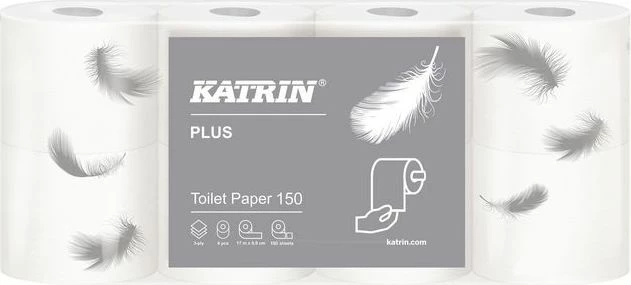 Letër higjienike Katrin Plus 150, 3-shtresore, 8 copë, e bardhë