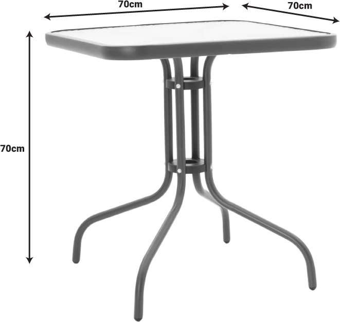 Tavolinë me karrige, ngjyrë antracit, metal-xham 70x70x70cm