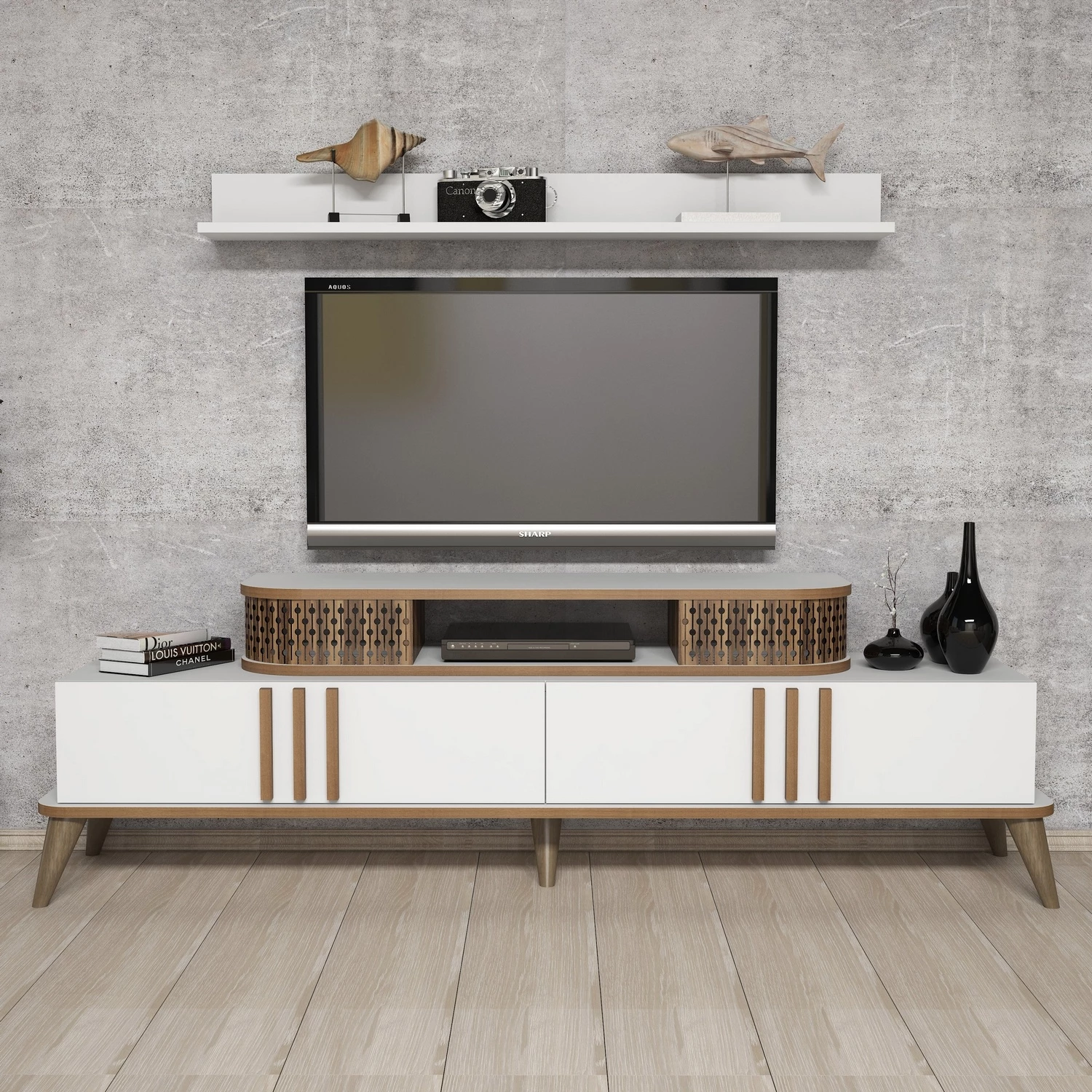 Komodë TV Skye Decor, Eylül, e bardhë