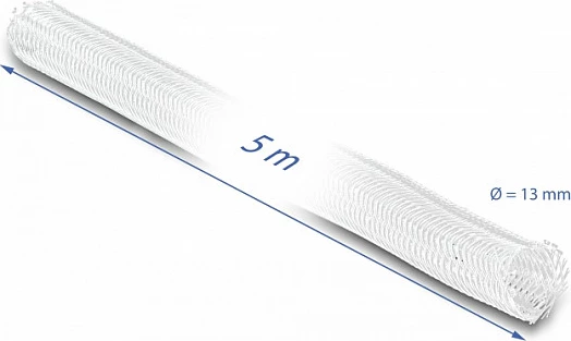 Mbështjellës i gërshetuar për kabllo DeLOCK, vetë-mbyllës, 5 m x 13 mm, poliester, i bardhë