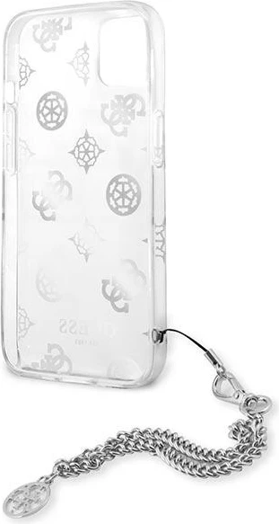 Mbështjellës Guess Peony Chain për iPhone 13 mini 5.4", argjendtë