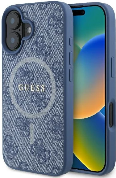 Mbështjellës Guess 4G Ring Classic Logo MagSafe për iPhone 16, Kaltër