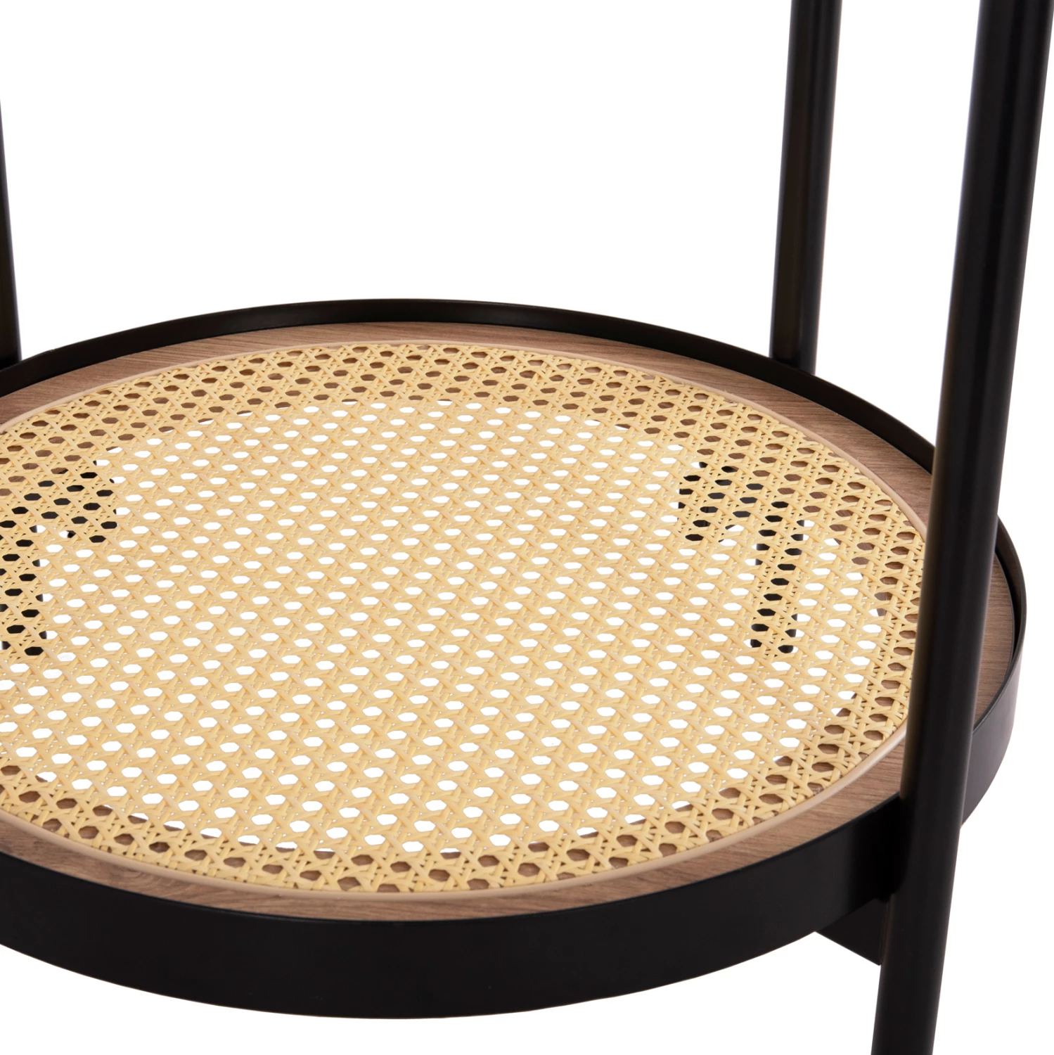 Tavolinë anësore SEITZ FH18031, sipërfaqe qelqi, metal, rattan, Φ50x55.5Hcm