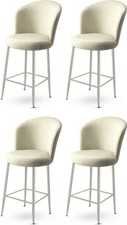 Set karrigesh për bar (4 copë), Hanah Home Fora, krem, krom
