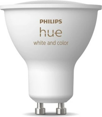 Dritë LED Philips Hue GU10, Smart, Ndryshim ngjyrash, E bardhë