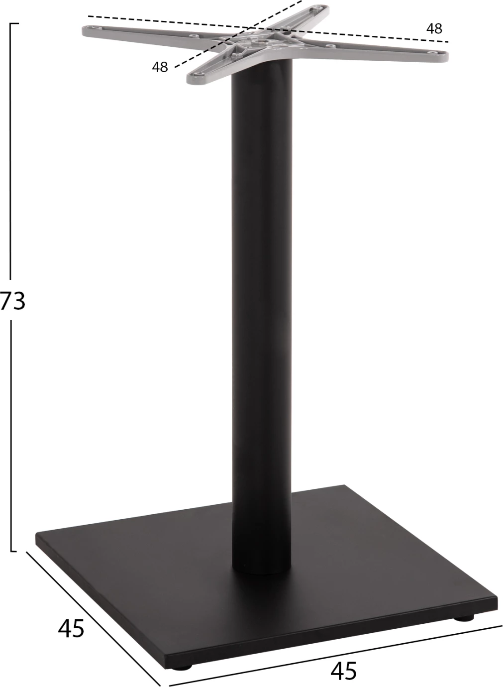 Bazë për tavolinë, ngjyrë e zezë mat, FH475.01, 48x48 cm, kryq 45x45x72H cm