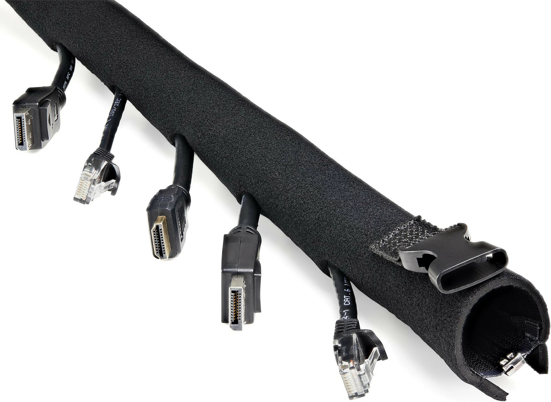 Mbështjellës neopren për menaxhim kabllosh StarTech 1m, me zinxhir dhe kapëse, Ø3cm, i zi