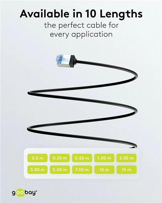 Kabllo rrjeti Goobay Cat.6a slim U/FTP 0.5 m, e zezë