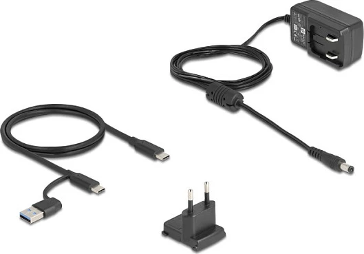 Docking station USB-C DeLOCK 10Gbps për HDD/SSD 2.5/3.5" dhe M.2 NVMe/SATA, me ventilator, e zezë