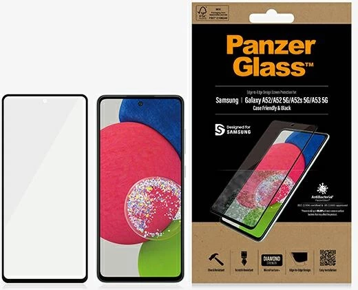 Xham mbrojtës PanzerGlass për Samsung Galaxy A52/A52 5G/A53 5G, kornizë e zezë
