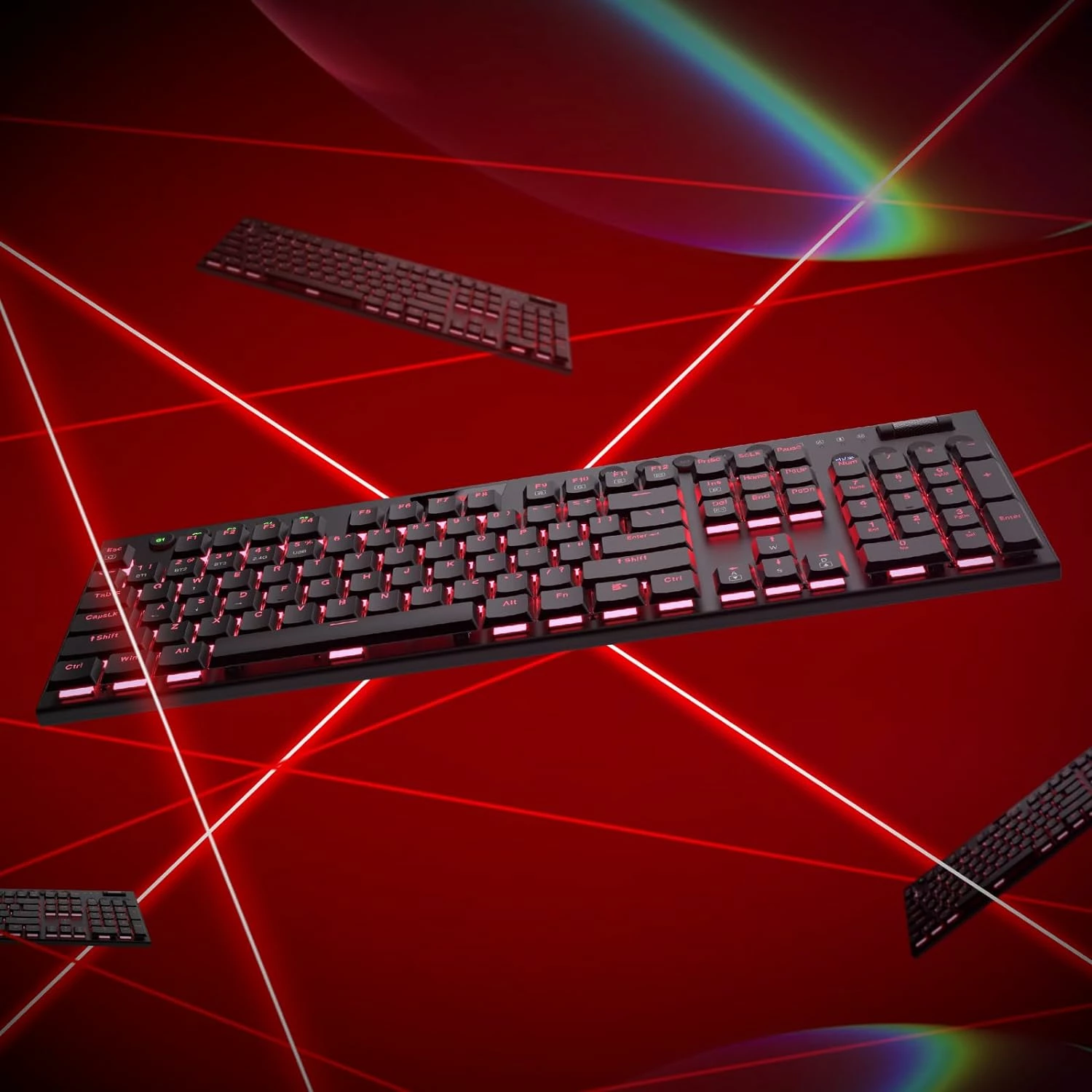 Tastierë mekanike Redragon Horus Pro K618RGB-PRO, full size, Red Switch, USB-C/2.4G/BT, RGB, e zezë