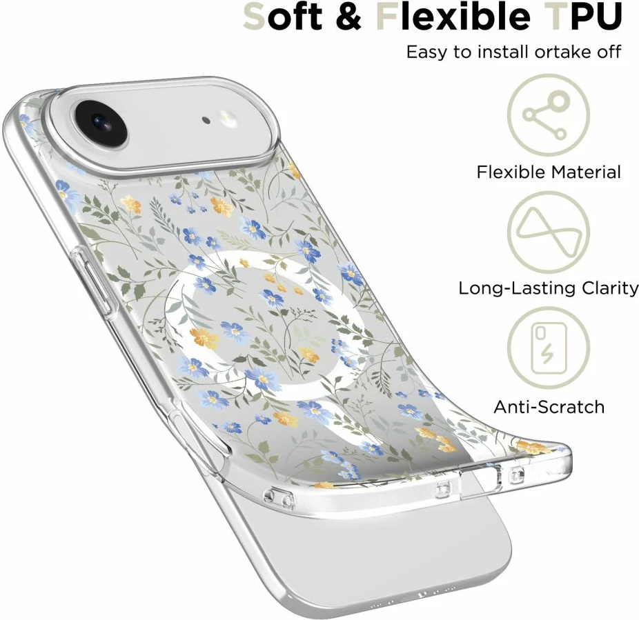 Mbështjellës Tech-Protect FlexAir MagSafe për iPhone 17 Air, Daisies with Leaves, 1 copë