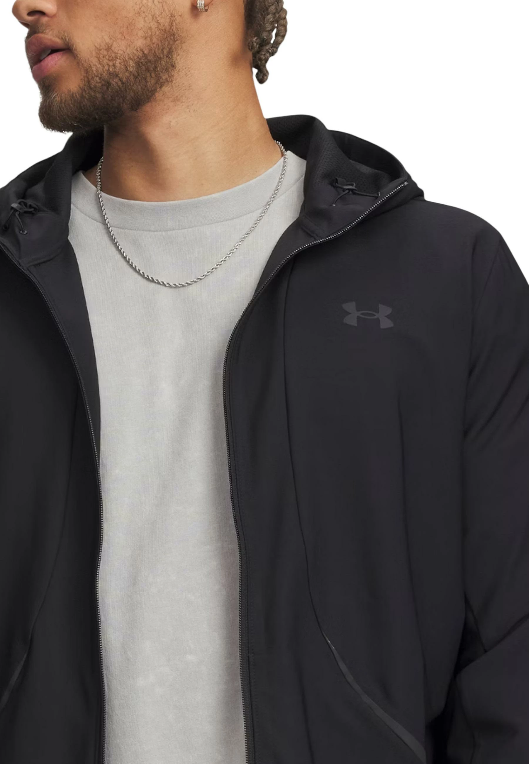 Duks me kapuç me zinxhir për meshkuj Under Armour UA Unstoppable Woven 6014621, i zi [Madhësia: XXL]
