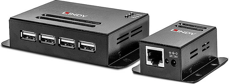 USB Extender LINDY 4-Port USB 2.0 Cat6, 50m, PoE, 480 Mbit/s, i zi