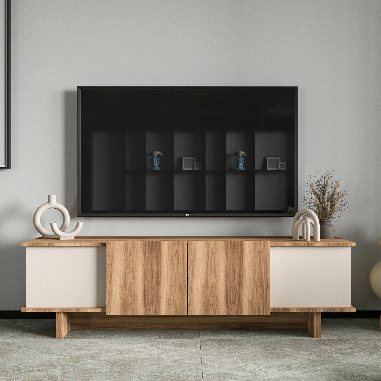 Komodë TV Skye Decor, Diana, bezhë dhe arrë