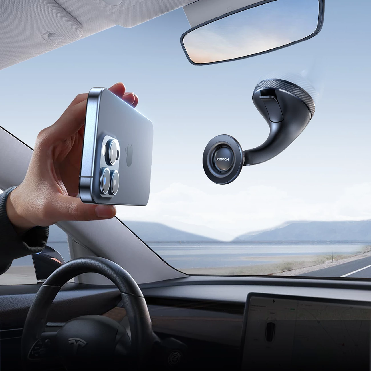 Mbajtës magnetik për celular Joyroom JR-ZS406, për kokpit/xham, i zi