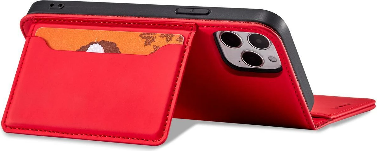 Mbështjellës Hurtel Magnet Card Case për iPhone 12 Pro, me portofol dhe qëndrim, Kuq