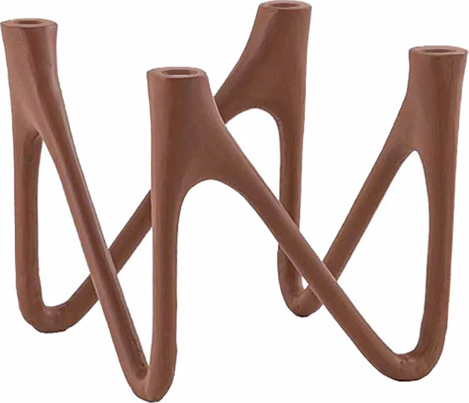 Mbajtëse qirinjsh Formas, alumin, ngjyrë terrakote, 22x22x21cm