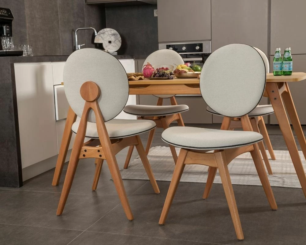 Tavolinë me karrige (5 copë), Skye Decor, Touch (4S), ngjyrë lisi dhe bezhë