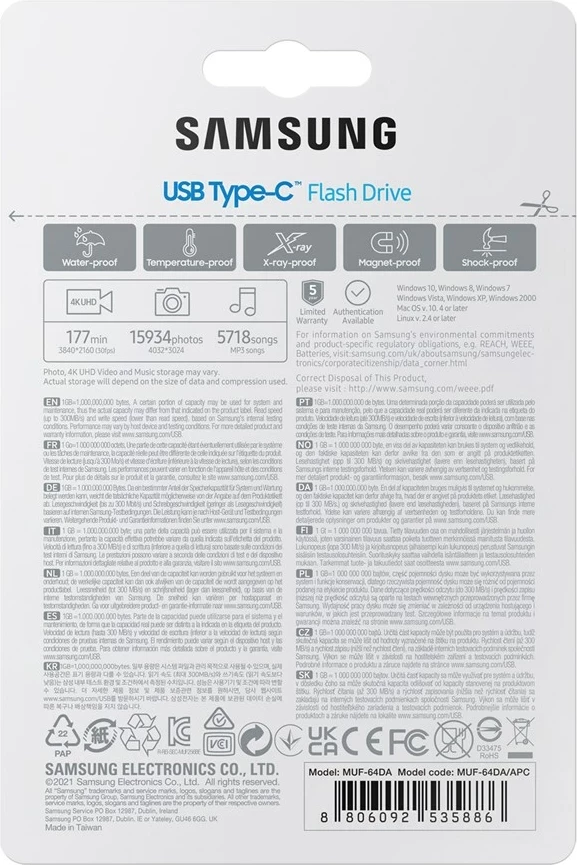 USB flash Samsung MUF-64DA, 64 GB, USB Type-C 3.2 Gen 1, Kaltër