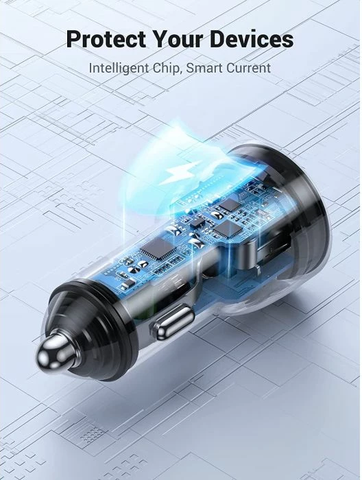 Karikues veture UGREEN 70594, 2x USB-C, QC 3.0, 40W, gri, në kuti