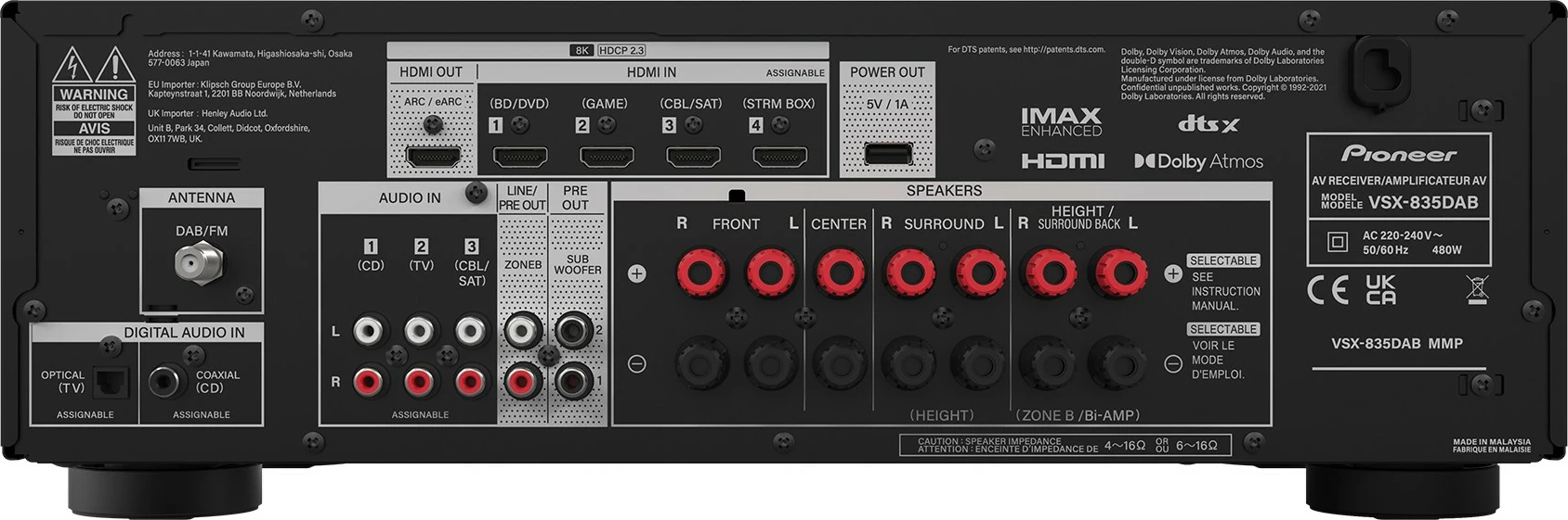 AV receiver Pioneer VSX-835D-B, i zi