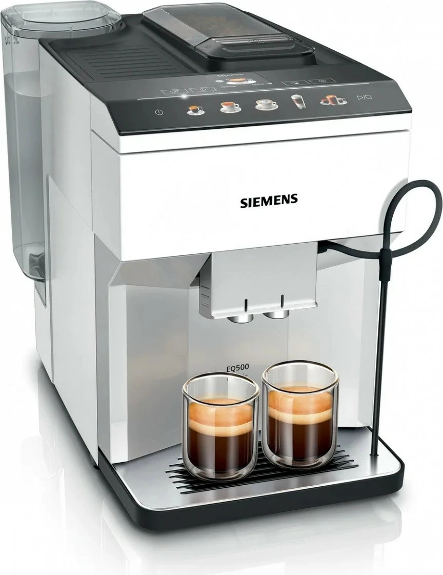Aparat espresso automatik Siemens EQ500 TP515R02, 1500W, 15 bar, depo kokrrash 270g, rezervuar uji 1.9L, argjend/bardhë