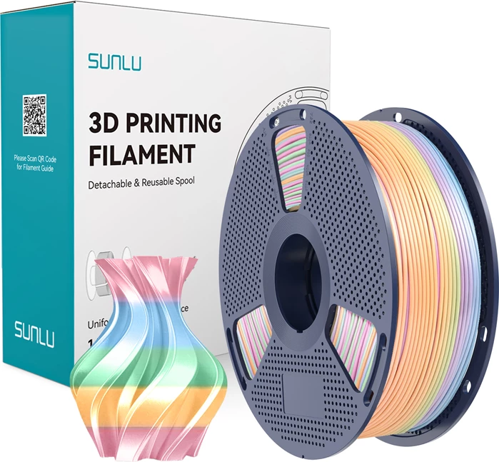 Filament 3D printimi Sunlu PLA+ Silk R 04 1.75 mm 1 kg, Rainbow