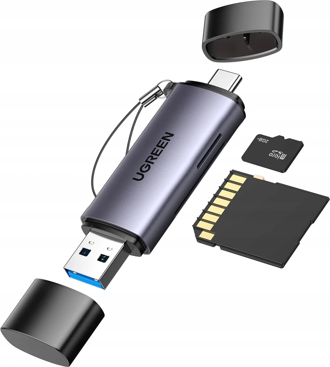Lexues kartelash Ugreen CM185 50706, USB-A/USB-C, Gri