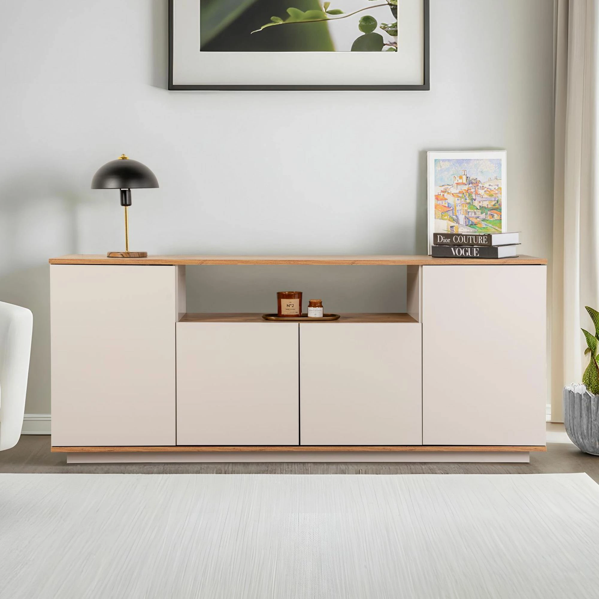 Konsol Skye Decor, Arista, ngjyrë cashmere dhe Atlantic Pine
