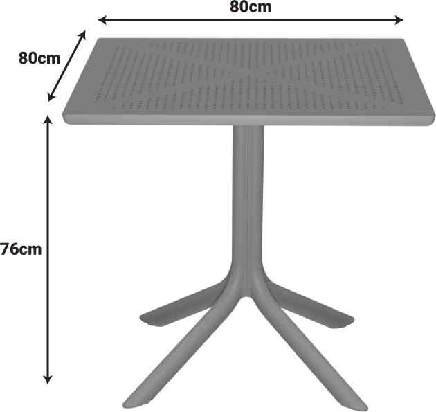 Tavolinë katrore Groovy, e shpuar, PP, ngjyrë kapuçino, 80x80x74cm
