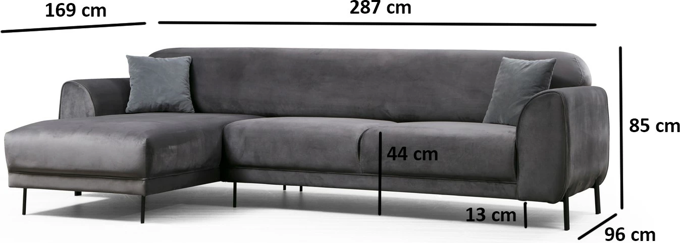 Kënd divan-krevat Atelier del Sofa, këndi majtas, anthracite