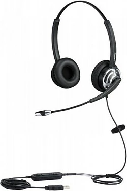 Kufje Plusonic ALLNET 8805-8.2MS, me kabllo, për zyrë/qendër thirrjesh, ngjyrë e zezë